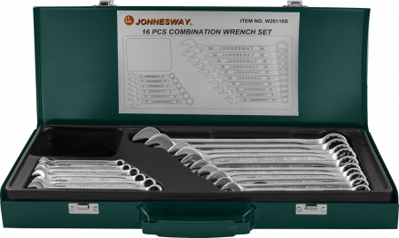 Купить запчасть JONNESWAY - W26116S Набор ключей комбинированных 6-24 мм, 16 предметов
