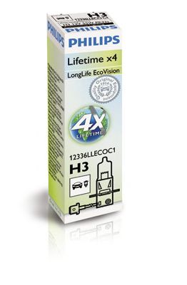 Купить PHILIPS 12336LLECOC1 Лампа для автомобильных фар LongLife EcoVision H3/12 В/55 Вт