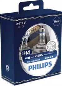 Купить PHILIPS 12342RVS2 PHILIPS Racing Vision +150% H4 12V 60/55W (P43t), 2 шт., 12342RVS2