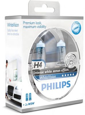 Купить PHILIPS 12342WHVSM Лампа для автомобильных фар WhiteVision H4/12 В/60/55 Вт