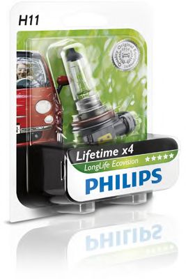 Купить PHILIPS 12362LLECOB1 Лампа для автомобильных фар LongLife EcoVision H11/12 В/55 Вт