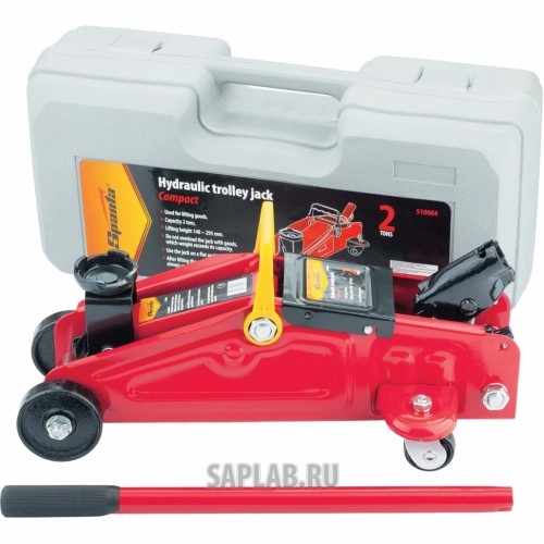 Купить SPARTA 510084 Домкрат гидравлический подкатный, 2 т, h подъема 140–295 мм, в пласт. кейсе, compact// SPARTA